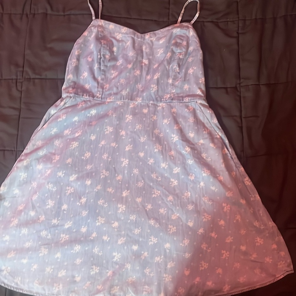 Light blue floral dress with pockets